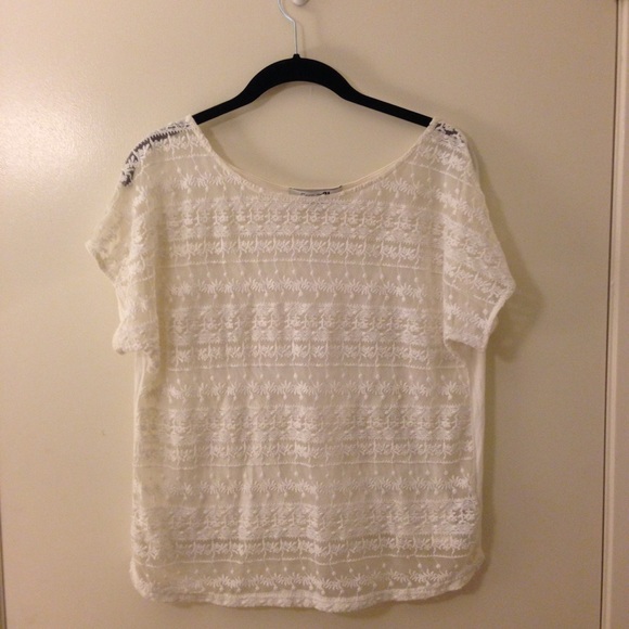 Forever 21 Cream Sheer Lace Top