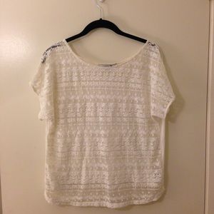 Forever 21 Cream Sheer Lace Top