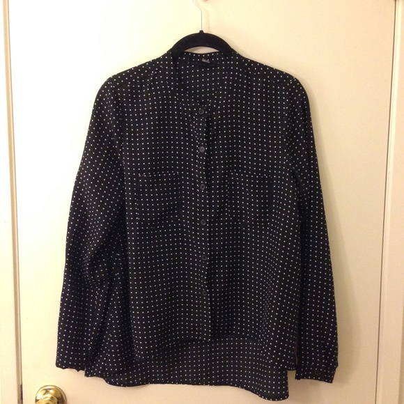 Forever 21 Black&White Polka Dot High&Low ButtonUp