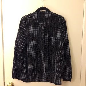 Forever 21 Black&White Polka Dot High&Low ButtonUp