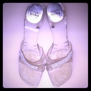 Stuart Weitzman clear high heel slide