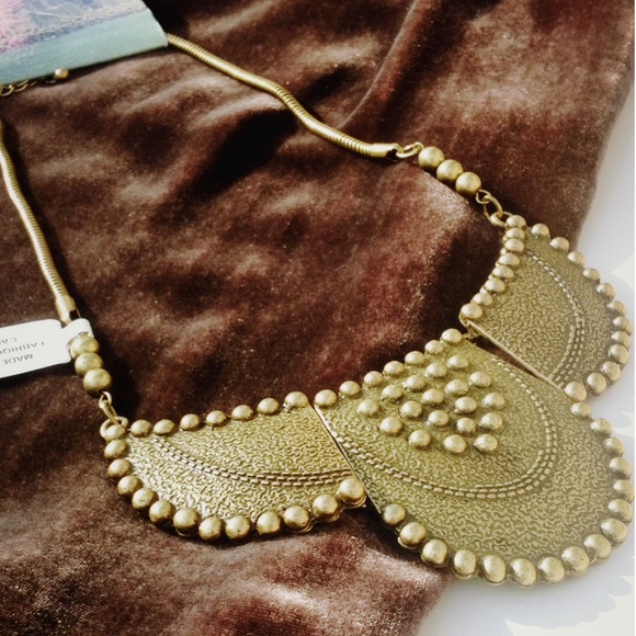 Urban Outfitters Jewelry - Urban Outfitters Gold Aztec Bib Statement Necklace