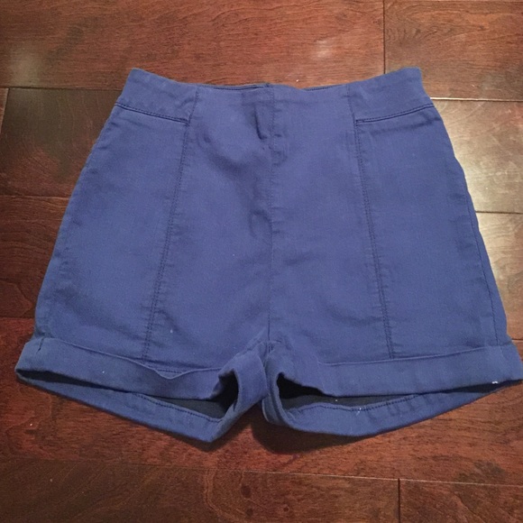 Blue high rise shorts