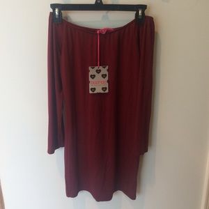Burgundy Off-The-Shoulder Dress
