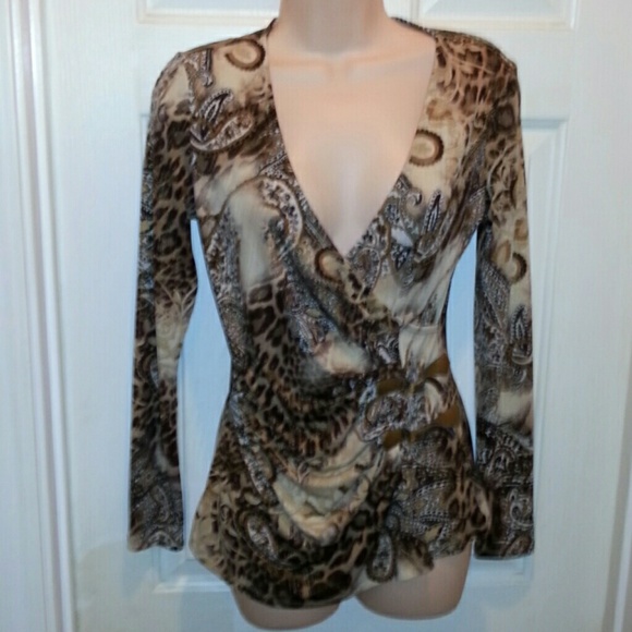 Cache Animal Print Top Small - Picture 1 of 4