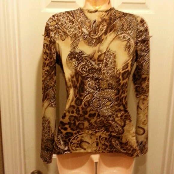 Cache Animal Print Top Small - Picture 2 of 4
