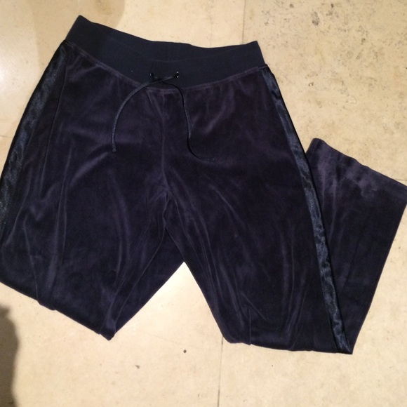 Satin Striped Velour Navy Sweatpants