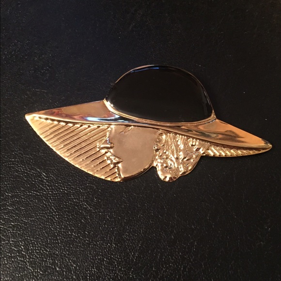 Vintage Jewelry - VINTAGE ART DECO ENAMEL LADY BROOCH PIN