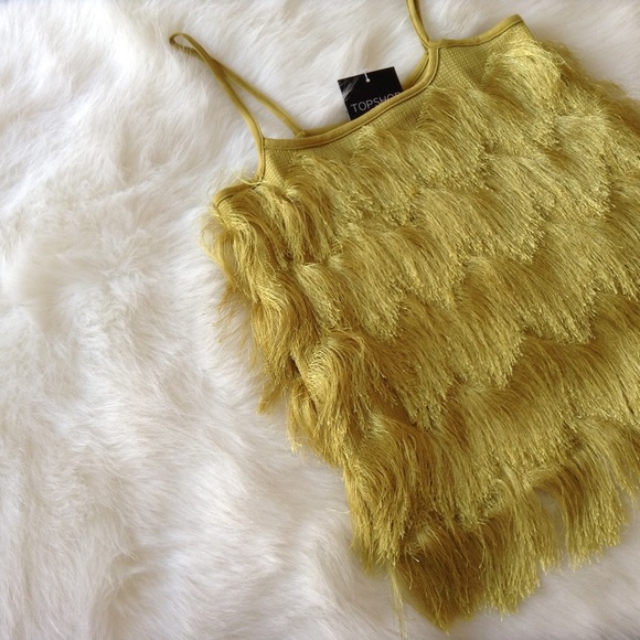 Topshop Tops - Topshop fringe tank