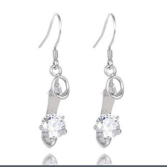 Cinderella Earrings,Sterling silver w/cz on toe.