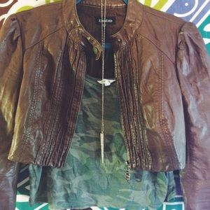 Bebe Cropped Leather Jacket