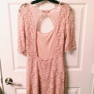 Open back pink lace dress