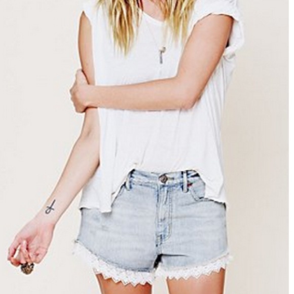 FP Lacey denim cutoff shorts
