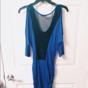 Netted back blue dress