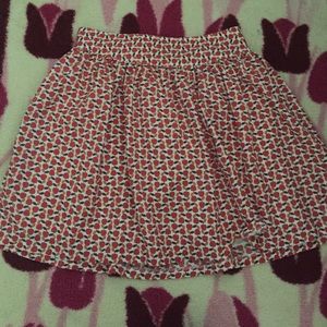 Red apples skater skirt with elastic waist