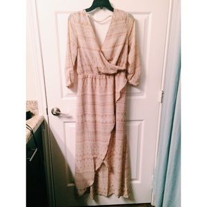 High low tan maxi dress
