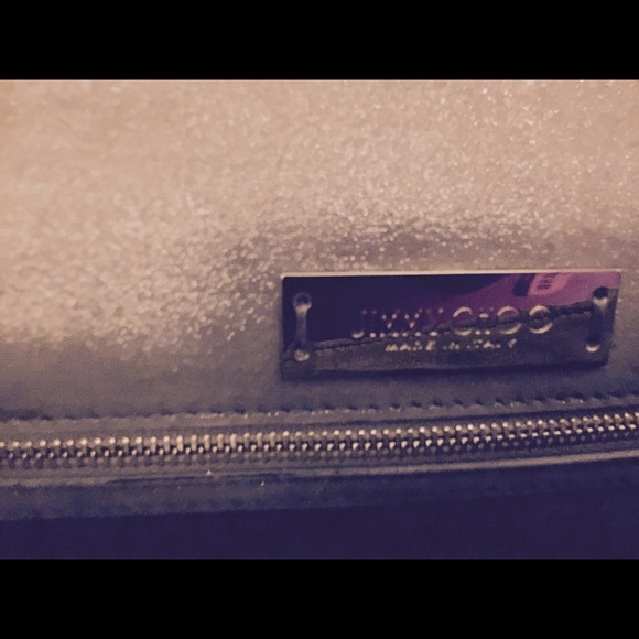 NEW Jimmy Choo Alara shimmer suede clutch - Picture 2 of 4