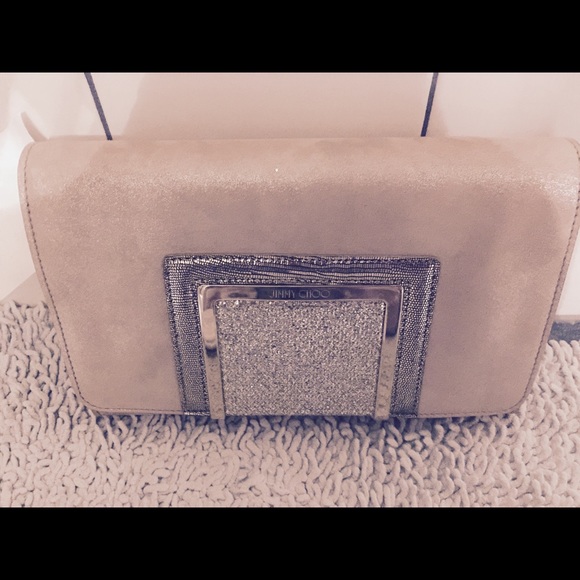 NEW Jimmy Choo Alara shimmer suede clutch - Picture 1 of 4