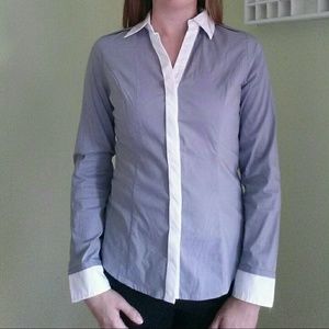 Grey Contrast Collar Dress Shirt