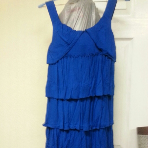 Cobalt blue ruffled right above the knee dress. - Picture 1 of 2