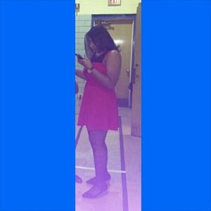 Red and black lace dress