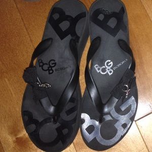BCBG wedge flip flops