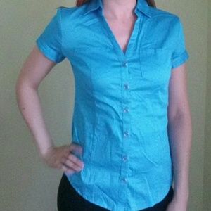 Bright Blue Short Sleeve Dress Shirt