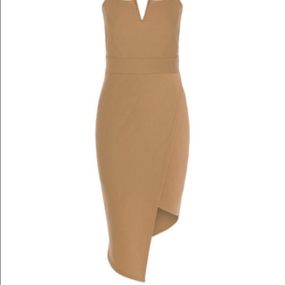 Asymmetrical tan dress - Picture 5 of 5