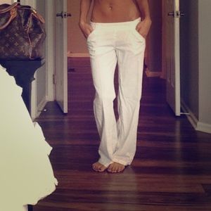 White linen pants