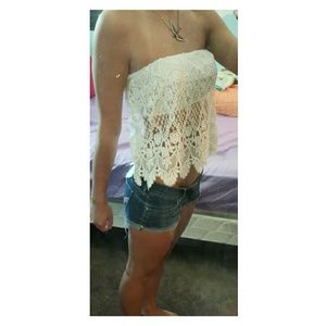 White lace halter top