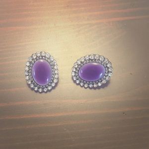 Purple earring with diamond trim