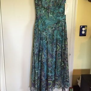 Chiffon paisley dress, High low hem