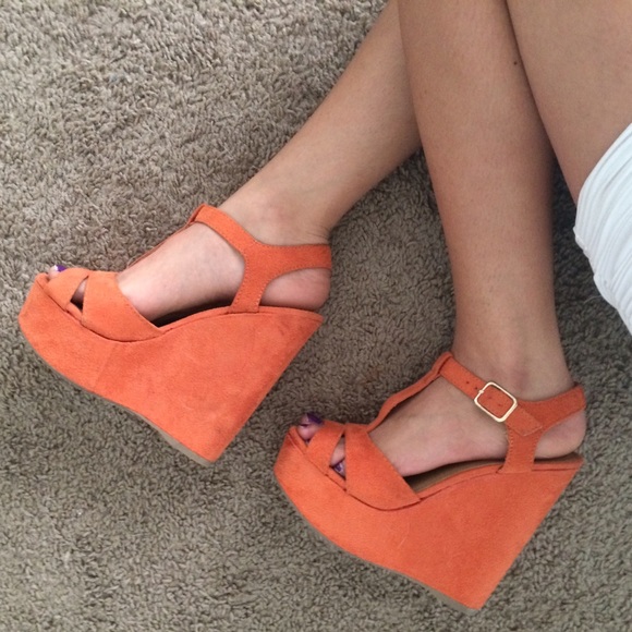 Orange statement wedges