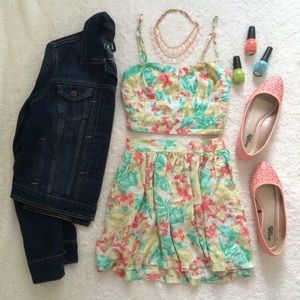 HOLD - Tropical Floral Top & Skirt Set