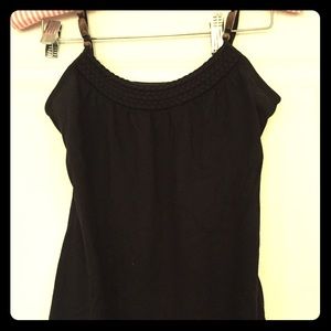 Black Tank with wooden beads on straps