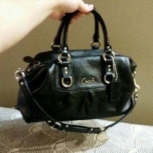 Black leather coach purse