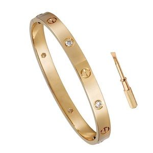 Rose Gold Stainless Steel Bracelet w/ Stone