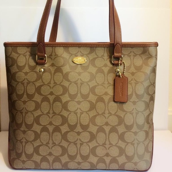 Coach Handbags - Coach Signature Zip Top Tote