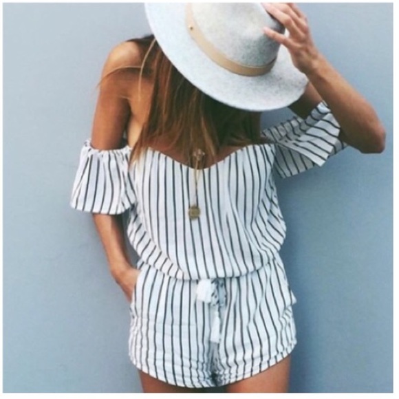 Free People Pants - ✖️SOLD✖️ host pick✨ black white stripe romper
