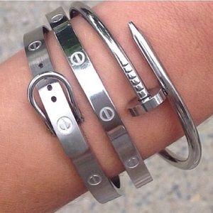 Silver Nail Style Bracelet