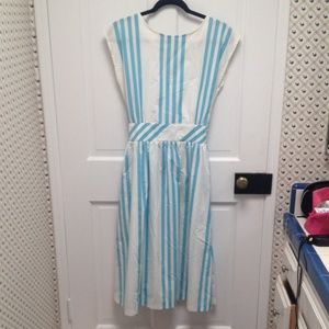 Vintage white & blue striped dress