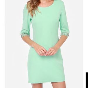 Lulus Mint Embellished shift dress