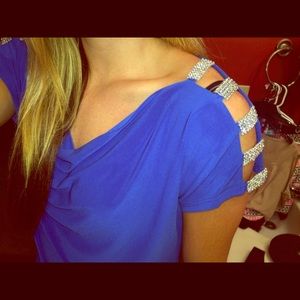 royal blue diamond stud top small/medium