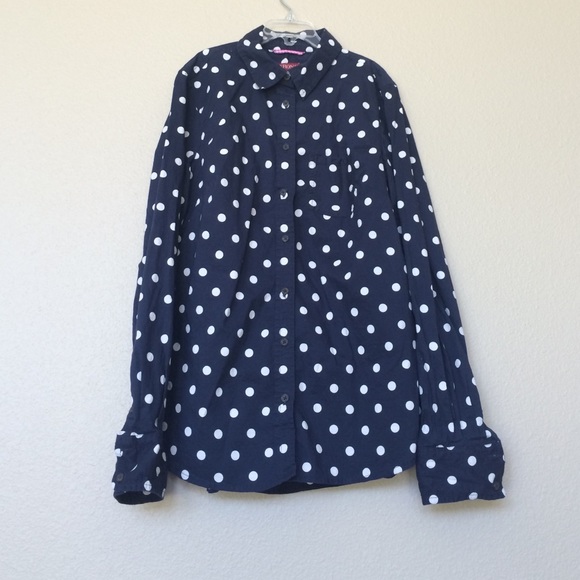 Blue polkadot collared shirt