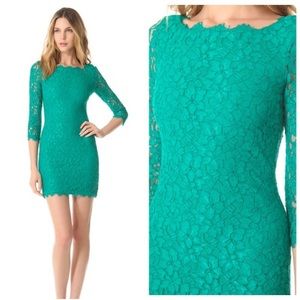 Diane von Furstenberg Green Zarita Lace Dress