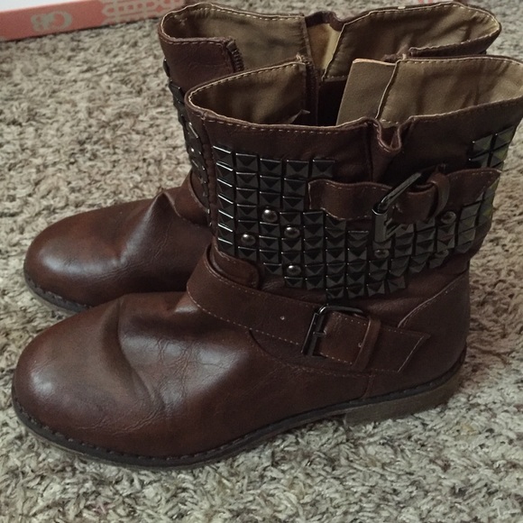 Brown studded boots