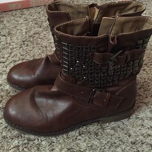 Brown studded boots