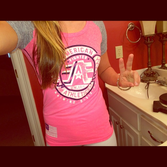 NEON PINK American fighter shirt brand new!