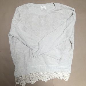 Cream knit sweater with lace details