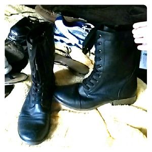 Black combat boots